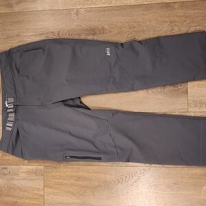 REI Co-Op Pants Semi Fitted Gray Adjustable Waist Hook Belt Women's size 14